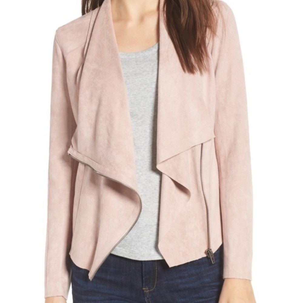 BLANKNYC Faux Suede Drape Front Jacket